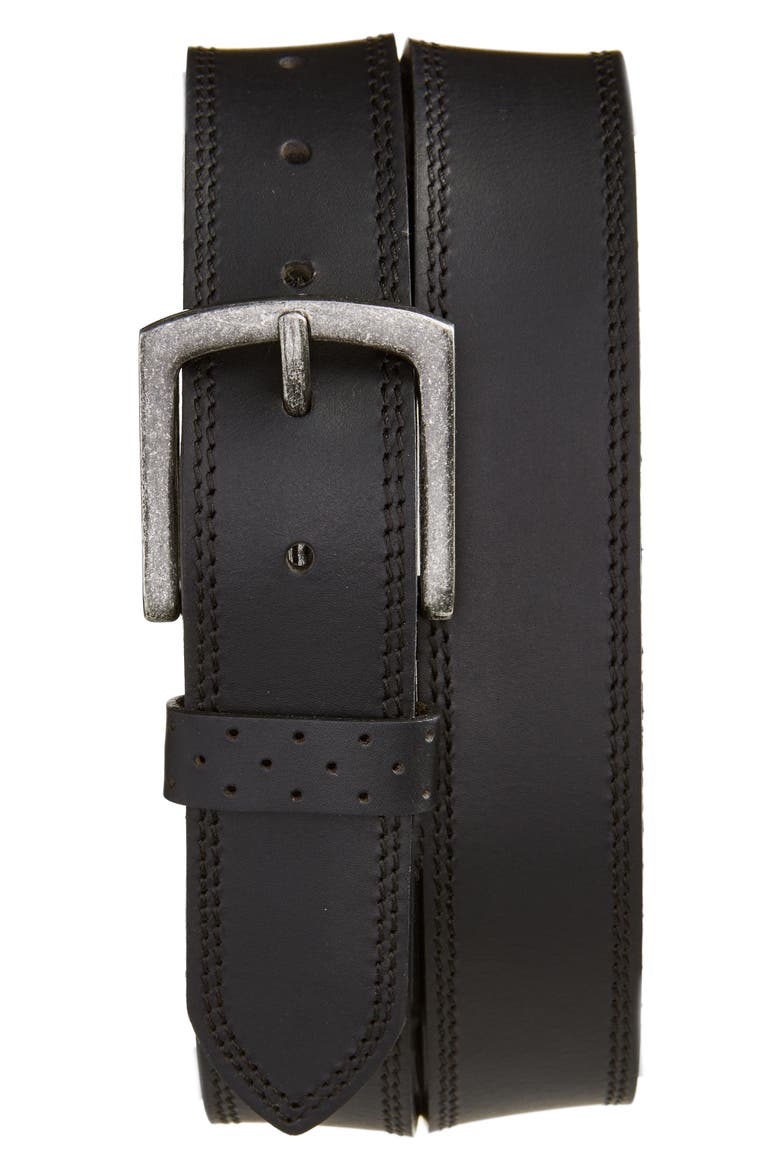 Jarvis Leather Belt, Main, color, BLACK