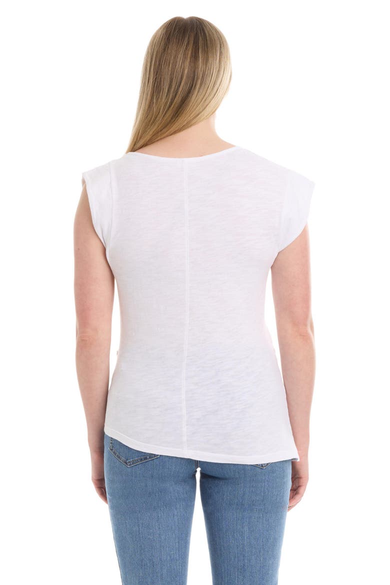 Boat Neck Rolled Cuff Tee, Alternate, color, White