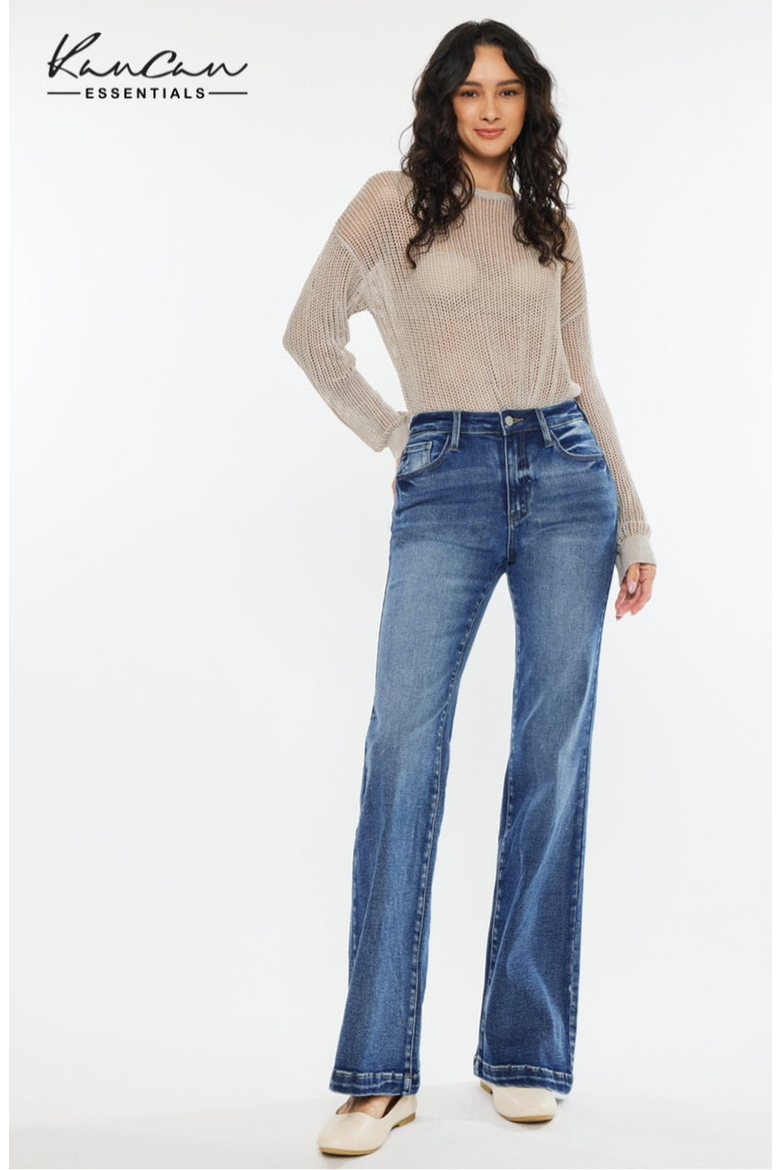 Avonlea Essentials High Rise Wide Leg Flare Jeans, Main, color, Dark Wash