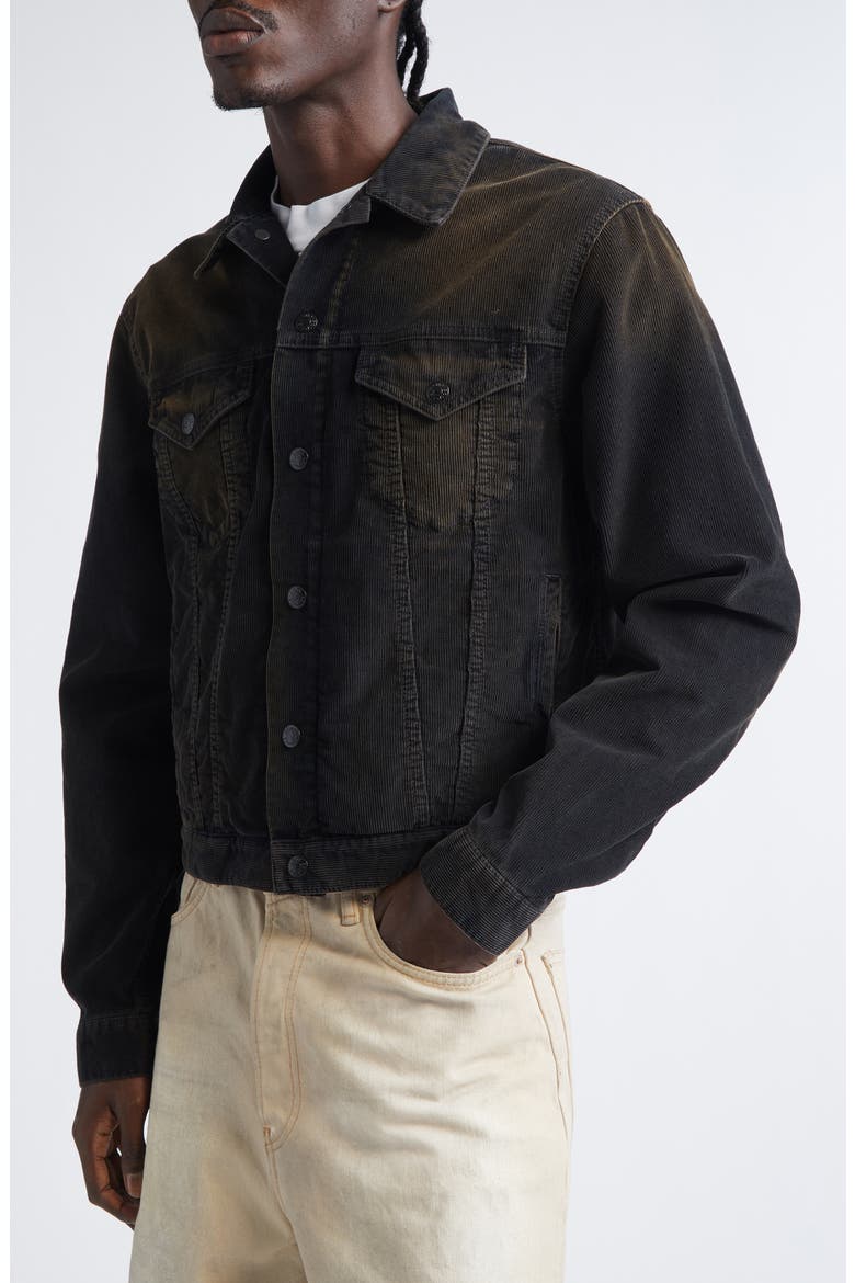 Rye Organic Cotton Corduroy Trucker Jacket, Alternate, color, BLACK