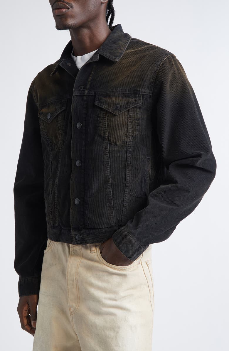 Acne Studios Rye Organic Cotton Corduroy Trucker Jacket, Alternate, color, Black