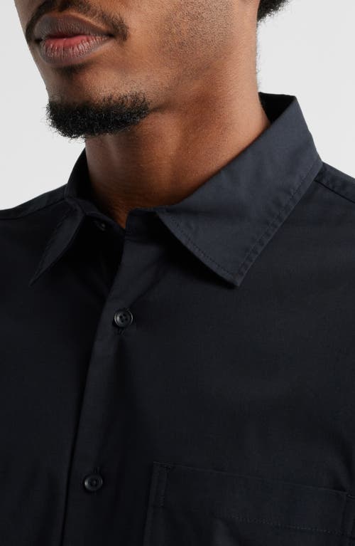 Open Edit Oversize Solid Stretch Cotton Button-up Shirt