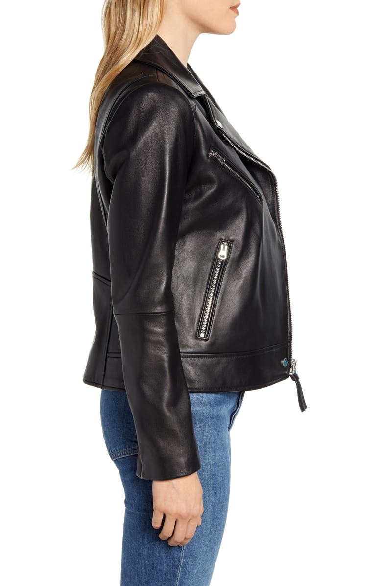 Derek Lam 10 Crosby Lambskin Leather Moto Jacket, Alternate, color, 