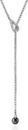John Hardy Surf Y-Necklace, Diamonds, Grey Pearl, 1.7mm