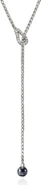 John Hardy Surf Y-Necklace, Diamonds, Grey Pearl, 1.7mm