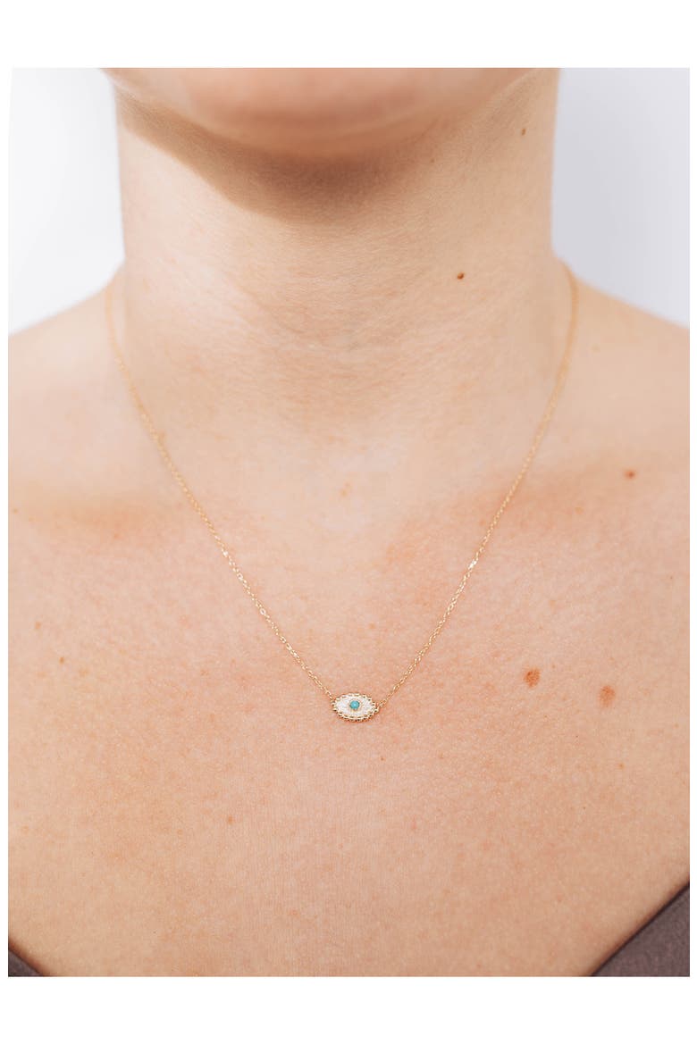 Dew Drop Turquoise Evil Eye Pendant Necklace, Alternate, color, GOLD