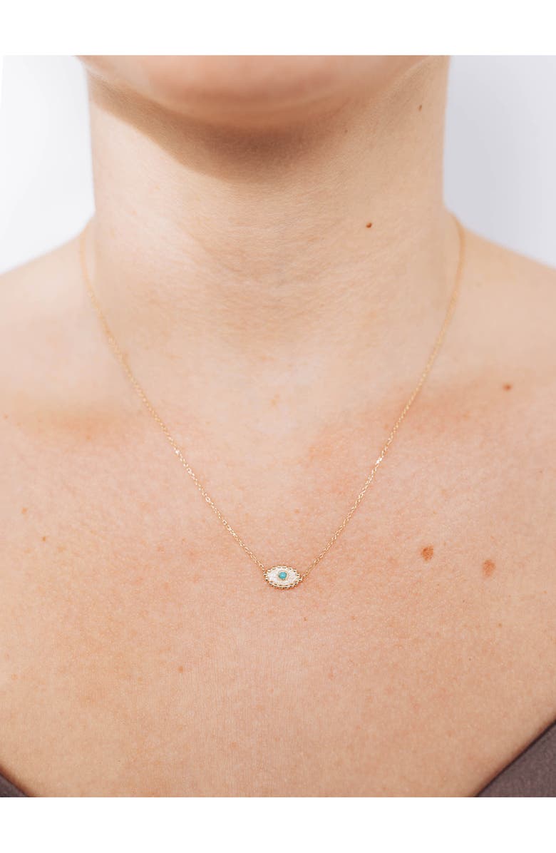 Anzie Dew Drop Turquoise Evil Eye Pendant Necklace, Alternate, color, Gold