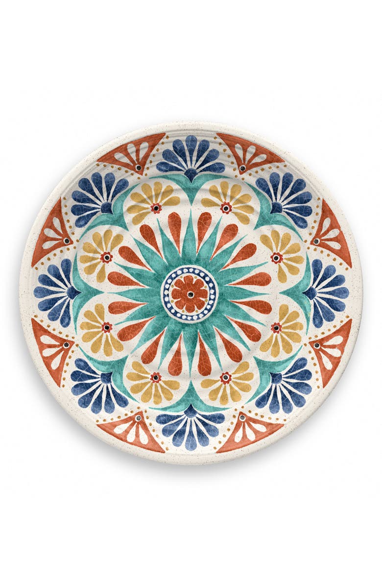 TarHong Desert Rio Set of Six Melamine Dinner Plates, Alternate, color, White Multi