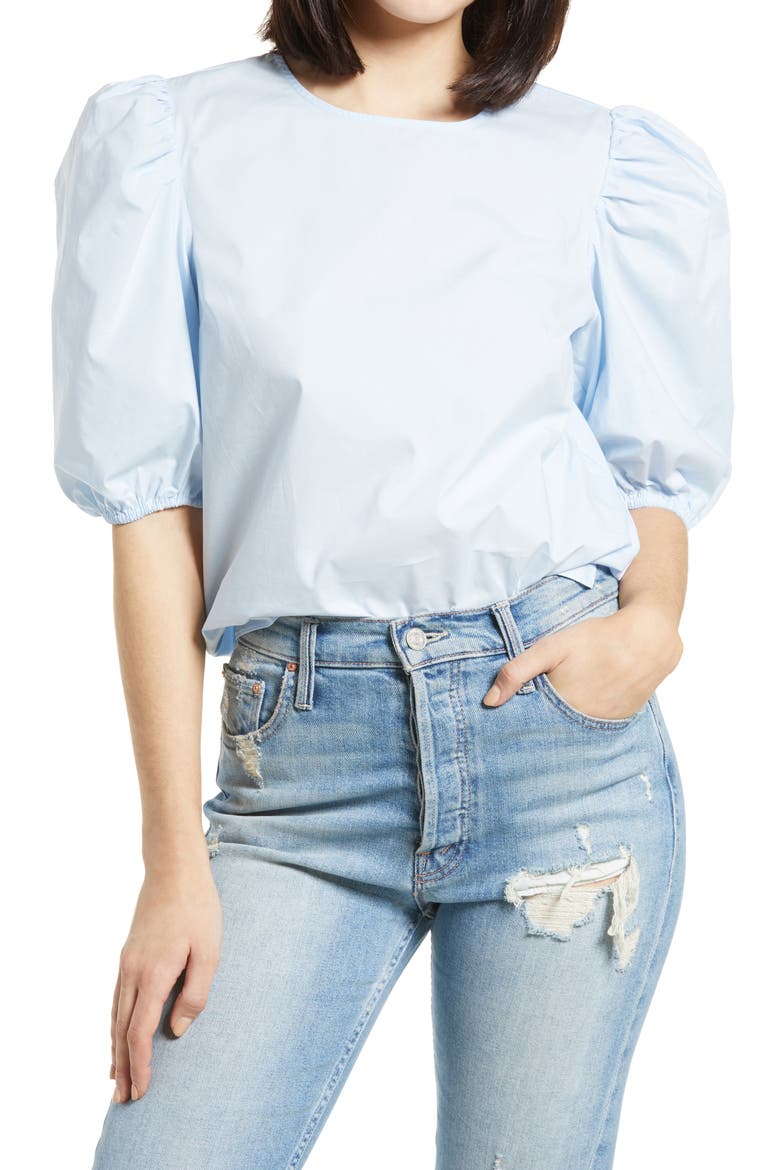 Puff Sleeve Top, Main, color, POWDER BLUE