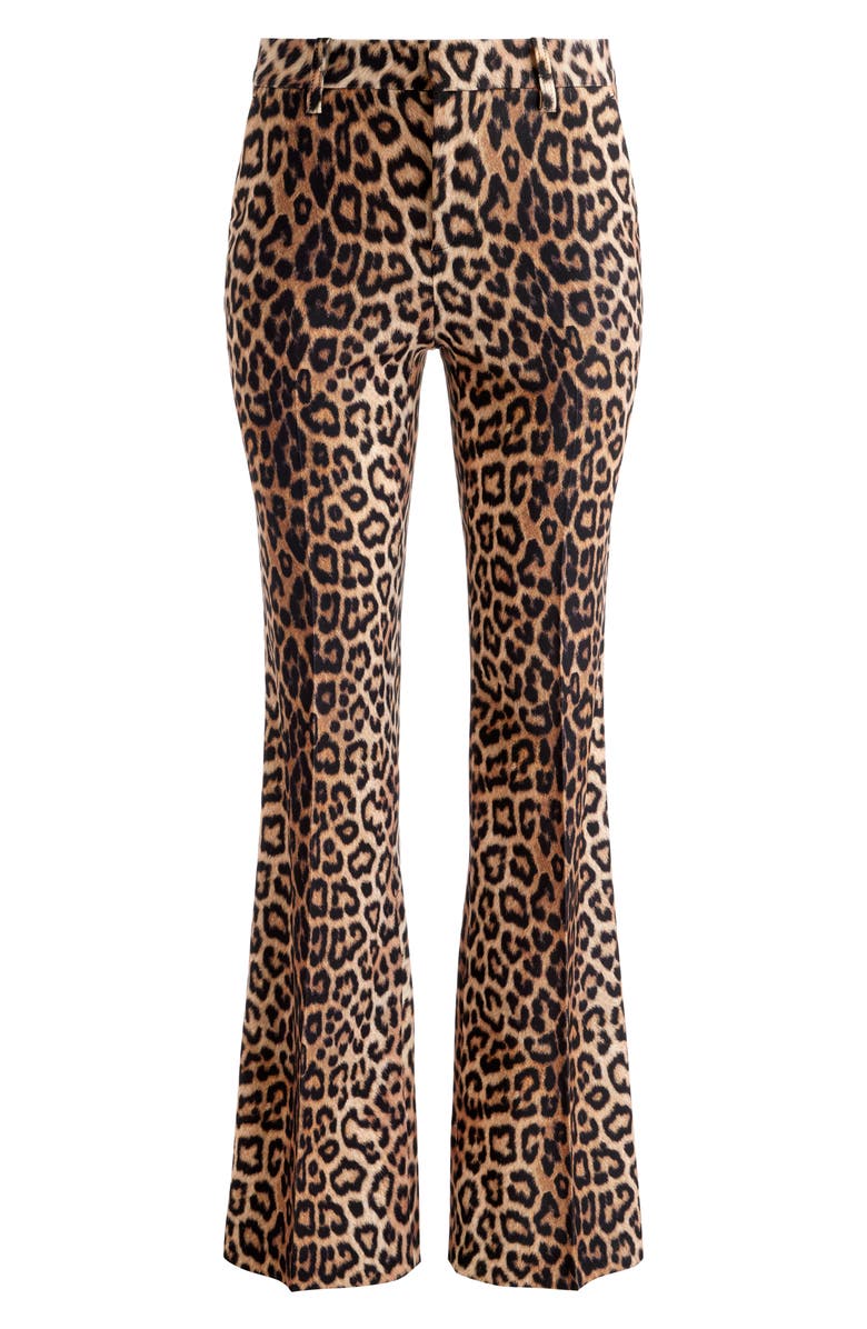 Alice + Olivia Remi Leopard Satin Crepe Bootcut Pants, Alternate, color, 