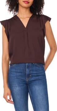 Vince Camuto Ruffle Sleeve Satin Top