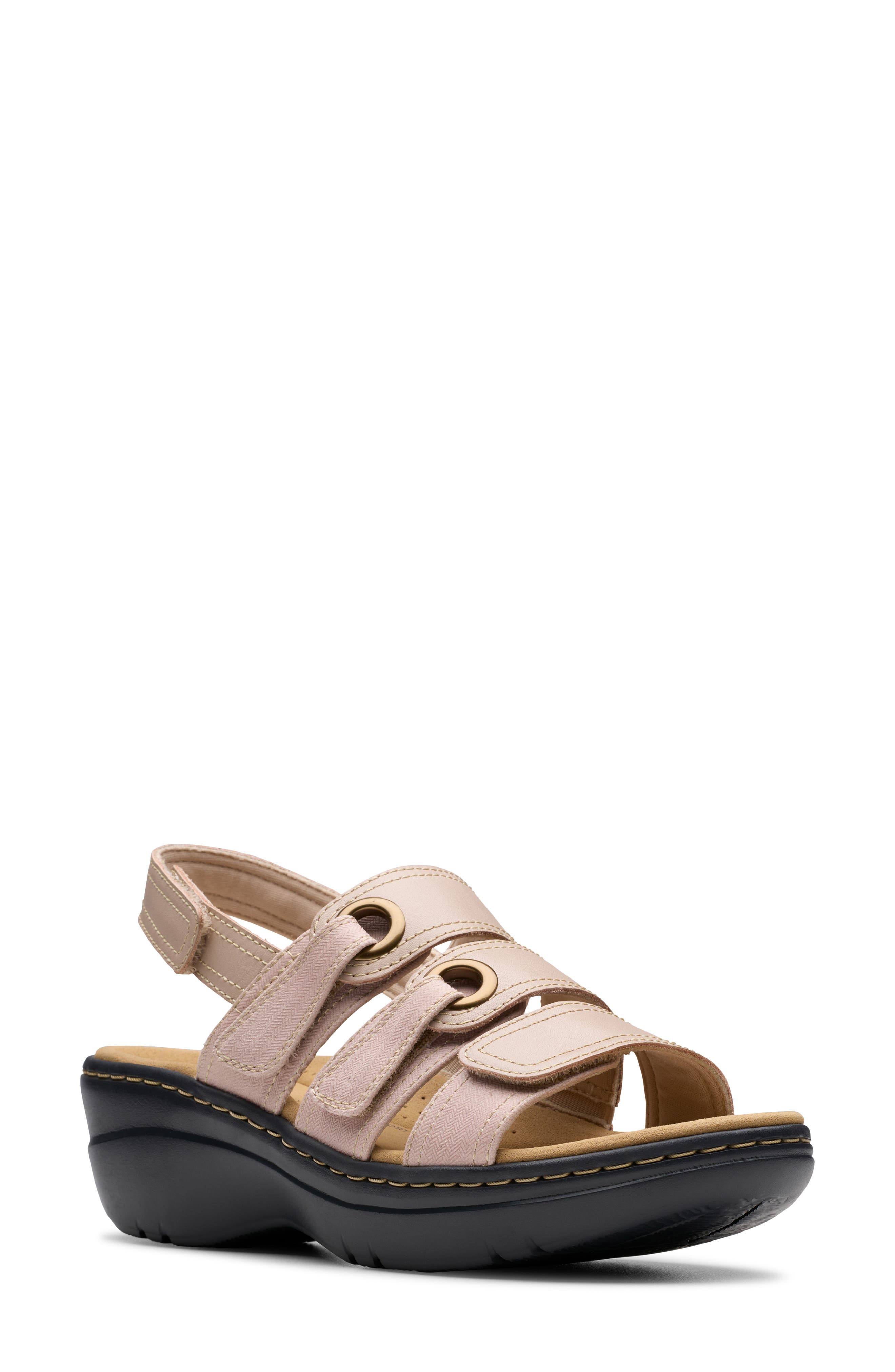Clarks<sup>®</sup> Merliah Bali Wedge Sandal, Main, color, Sand Combo