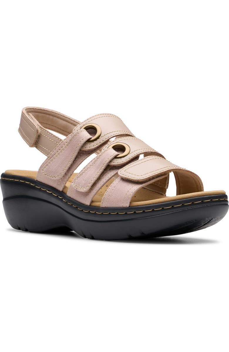 Clarks<sup>®</sup> Merliah Bali Wedge Sandal, Main, color, Sand Combo