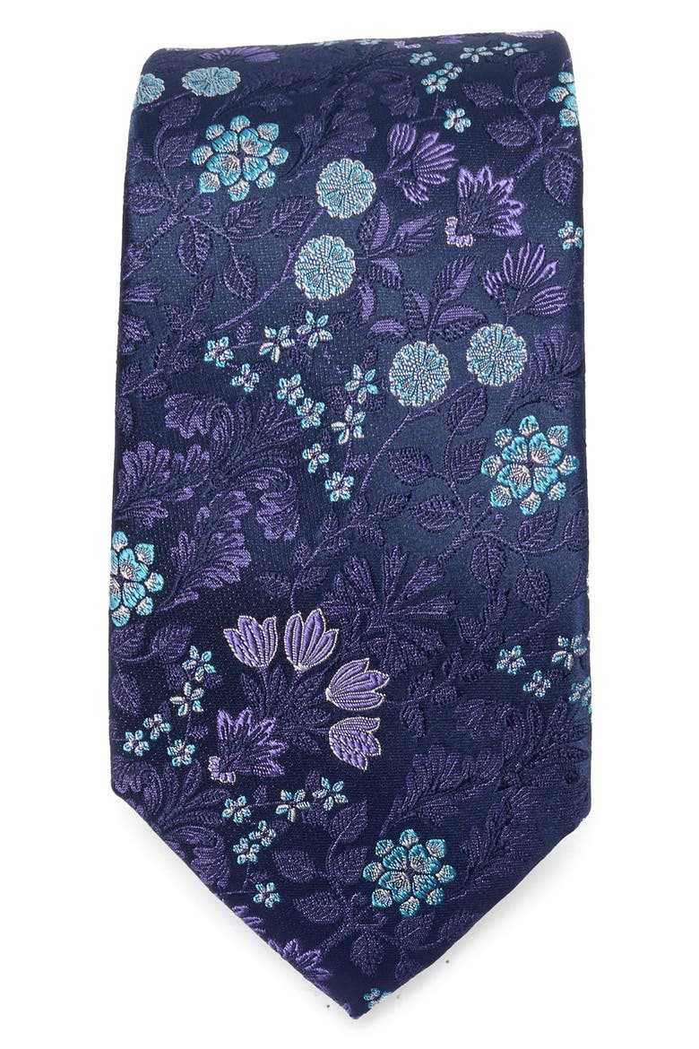 Laurier Floral Silk Blend Tie & Pocket Square Set, Alternate, color, LAVENDER