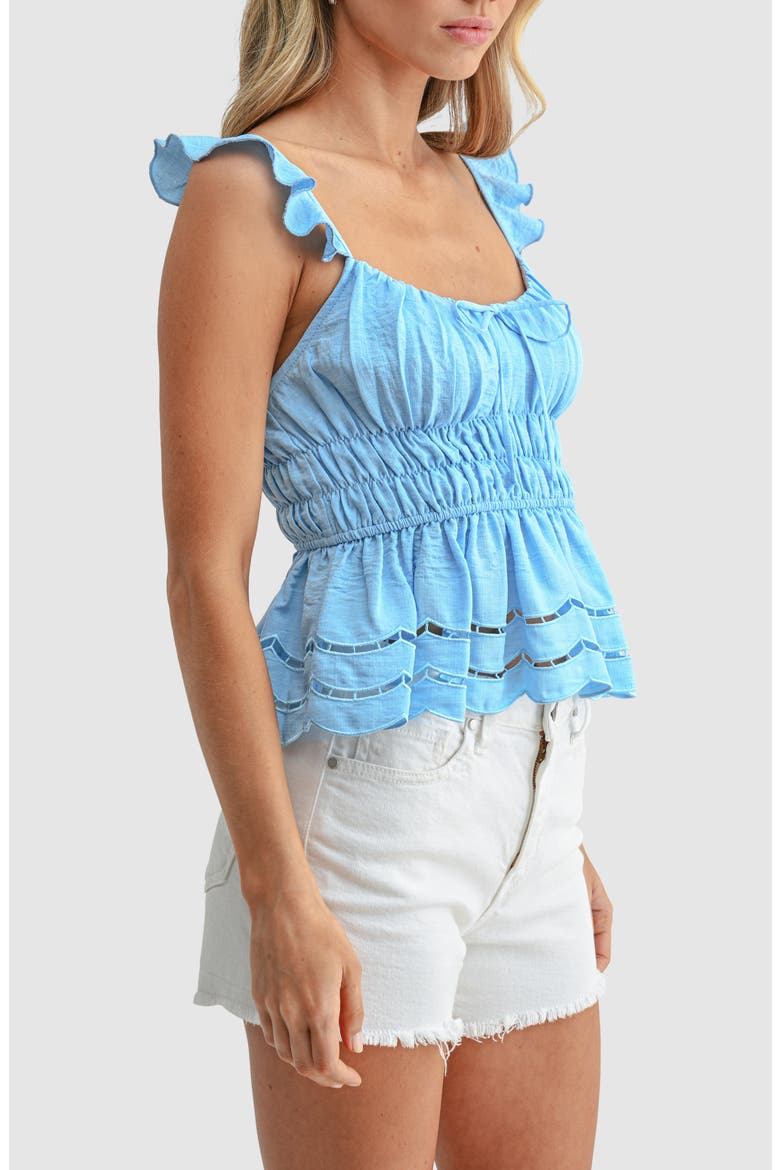 Ruffle Peplum Sleeveless Top, Alternate, color, BLUE