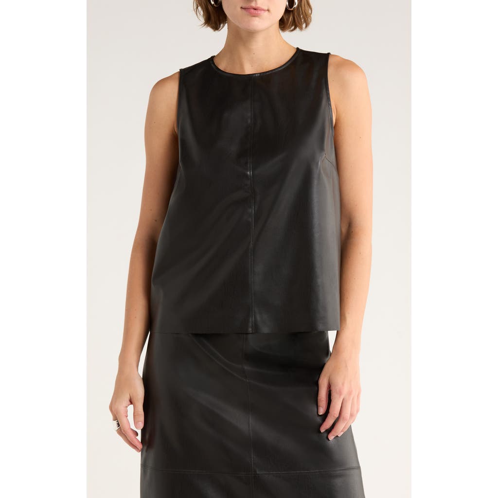 Nordstrom Rack Faux Leather Tank In Black