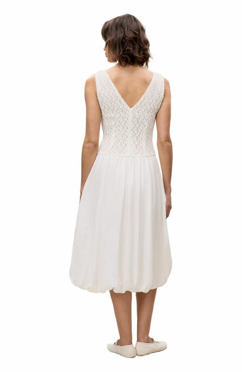 Rebecca Taylor Fiona Mixed Media Dress In White