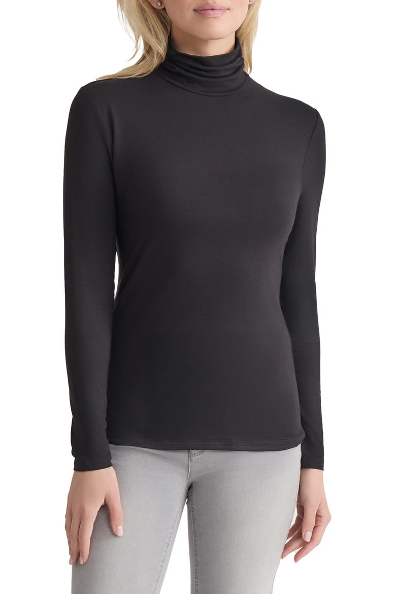 Shirred Turtleneck Top, Main, color, JONES BLACK