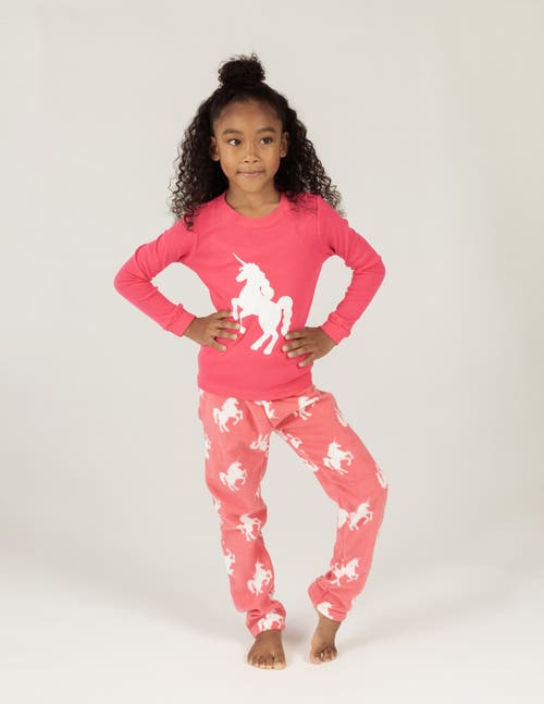 Leveret Kids Cotton Top & Fleece Pants Printed Holiday Pajamas In Red