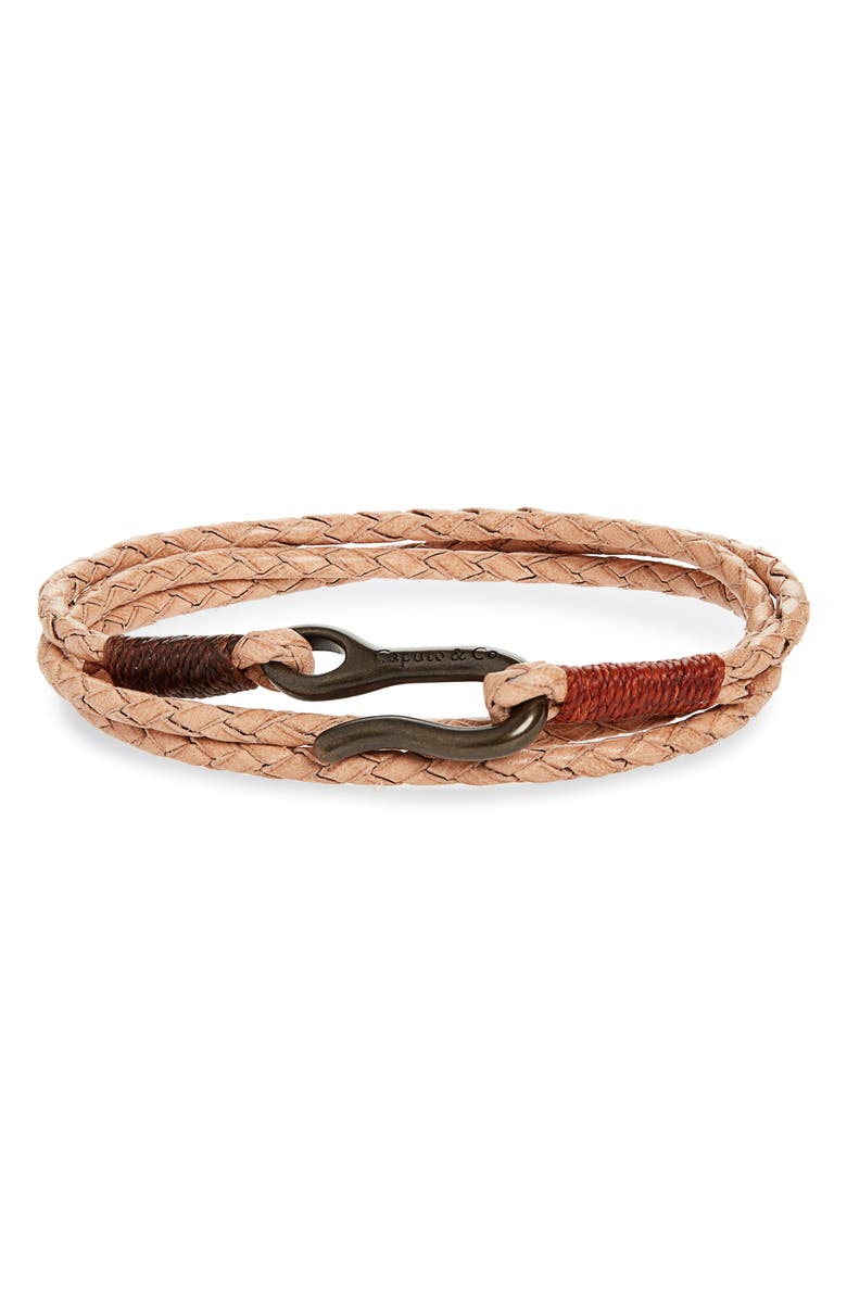 Caputo & Co. Braided Leather Wrap Bracelet, Main, color, 
