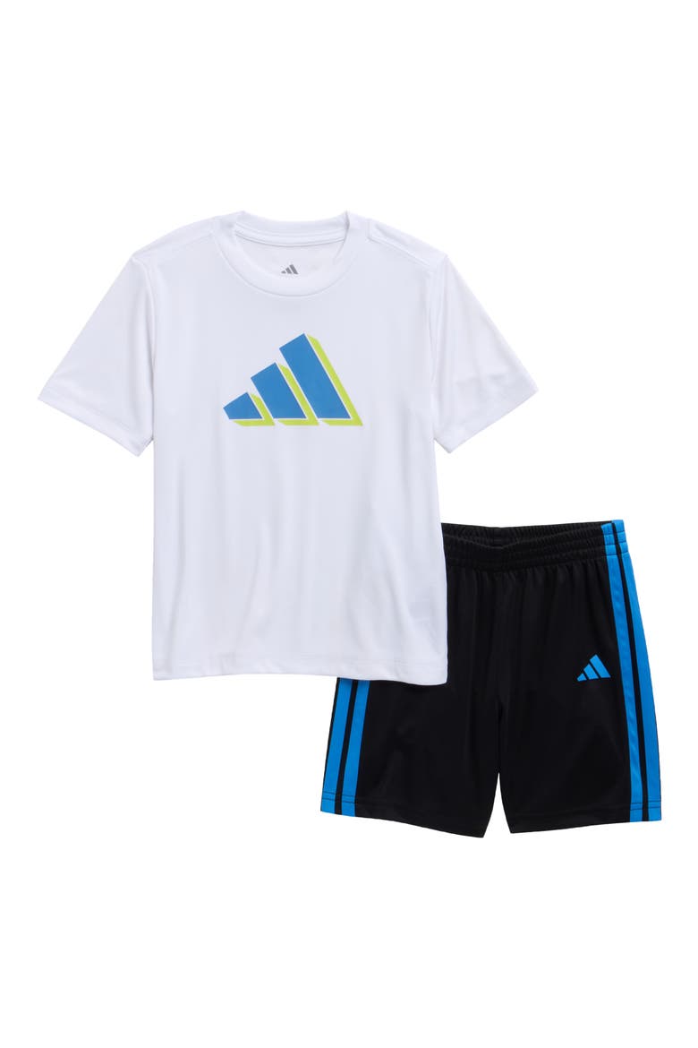 Kids' Logo Recycled Polyester T-Shirt & Shorts Set, Main, color, WHITE