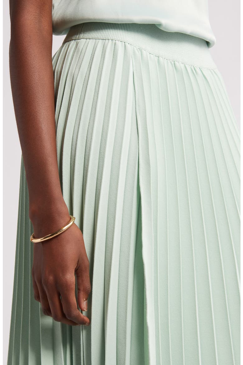 Pleated Asymmetric Hem Midi Skirt, Alternate, color, GREEN FONDANT