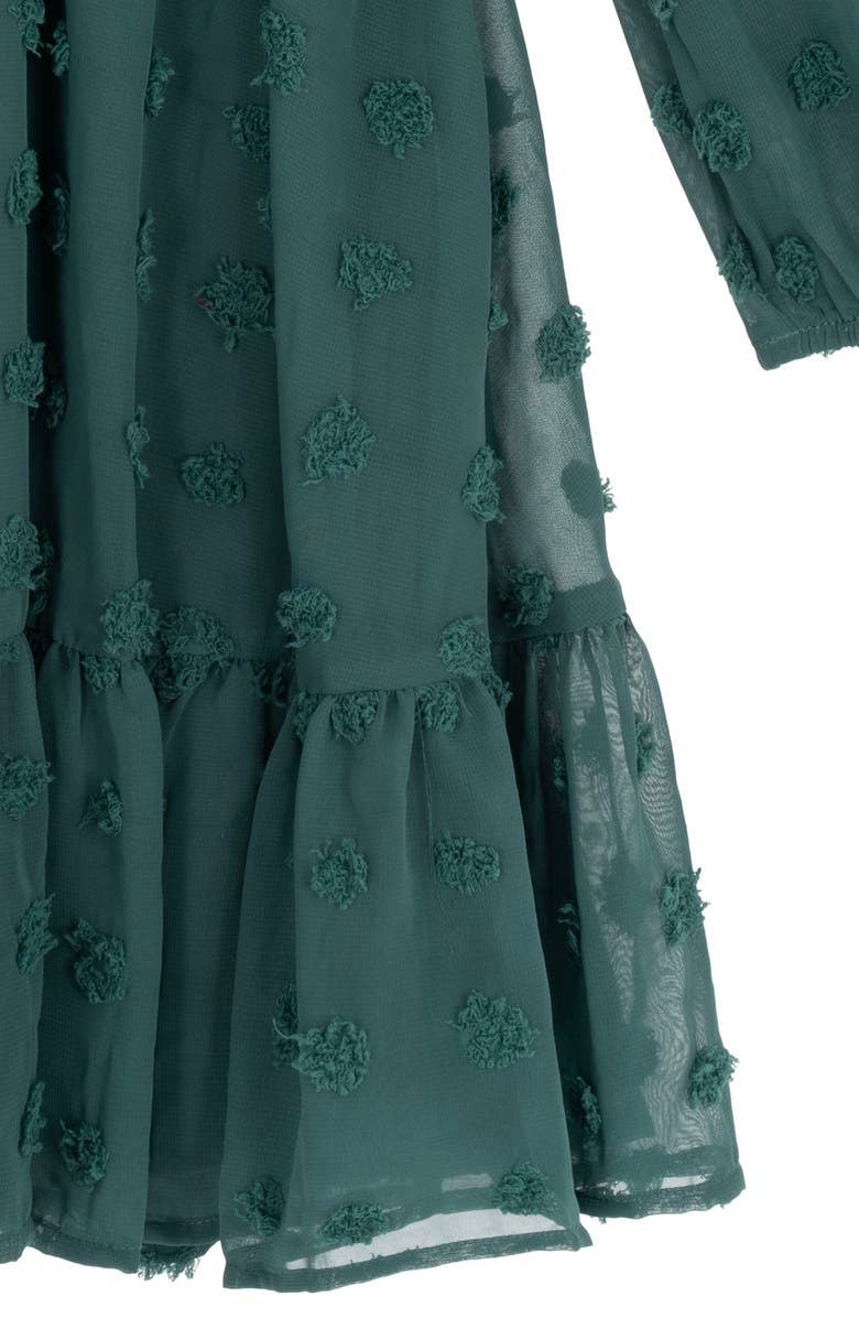 Rare Editions Kids' Clip Dot Chiffon Smocked Dress, Alternate, color, Hunter