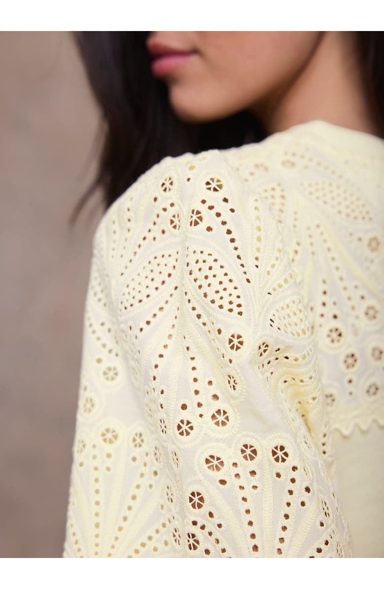 MINT VELVET Cotton Blend Broderie Sweatshirt, Alternate, color, Yellow