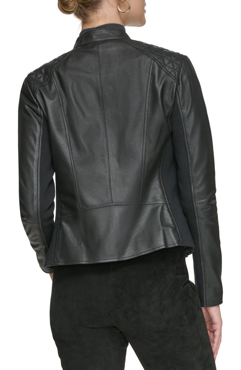 Andrew Marc Leather Racer Jacket, Alternate, color, Black
