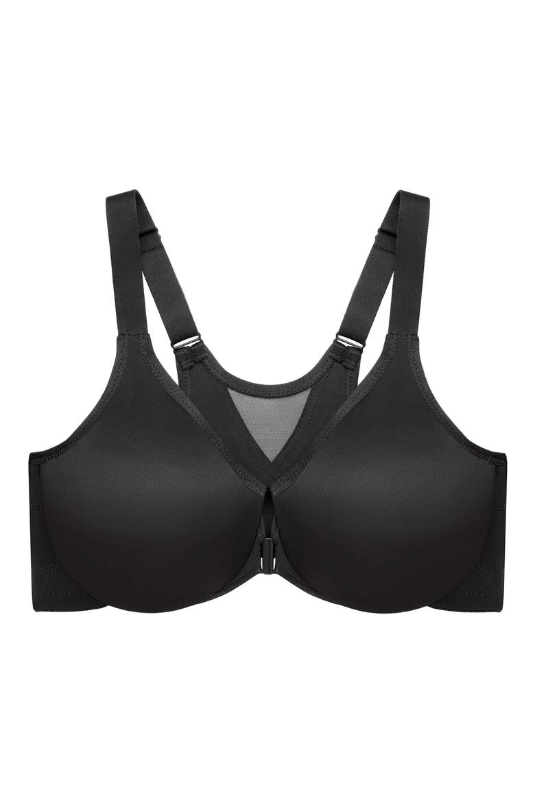 WonderWire® Front Close Underwire Sports Bra, Alternate, color, BLACK