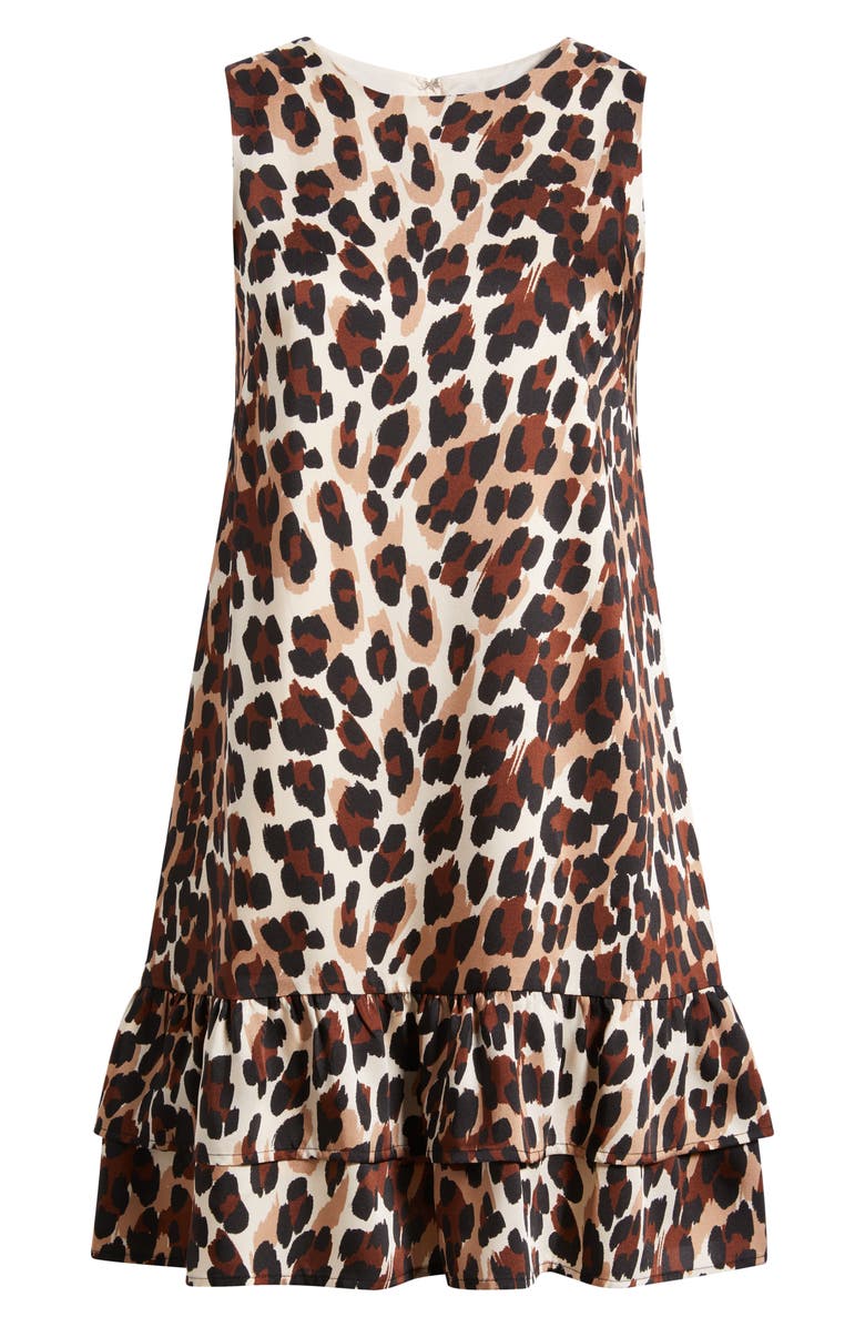 Anne Klein Leopard Print Sleeveless Minidress, Alternate, color, Ivory Shell Multi