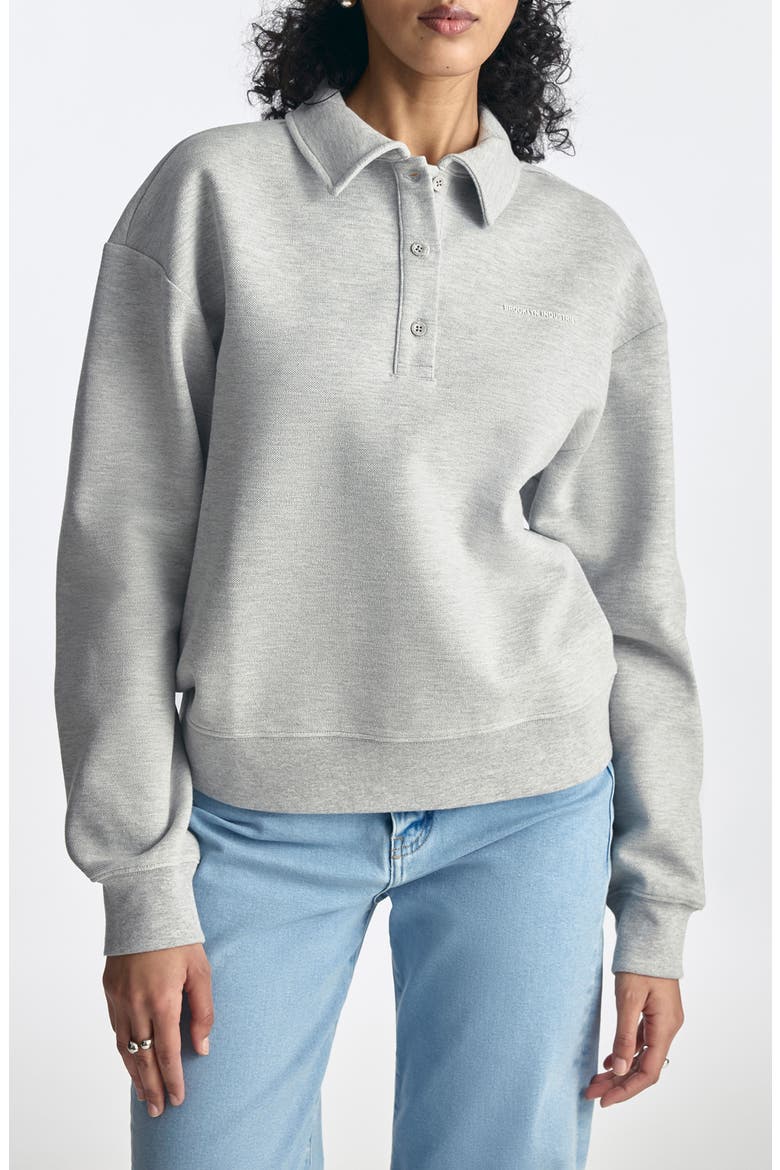 Cotton Blend Polo Sweatshirt, Main, color, LIGHT GREY MELANGE