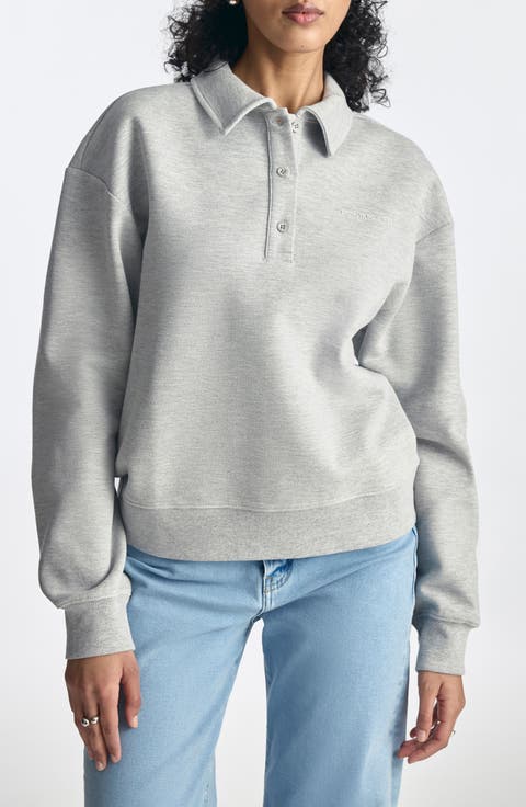 Cotton Blend Polo Sweatshirt