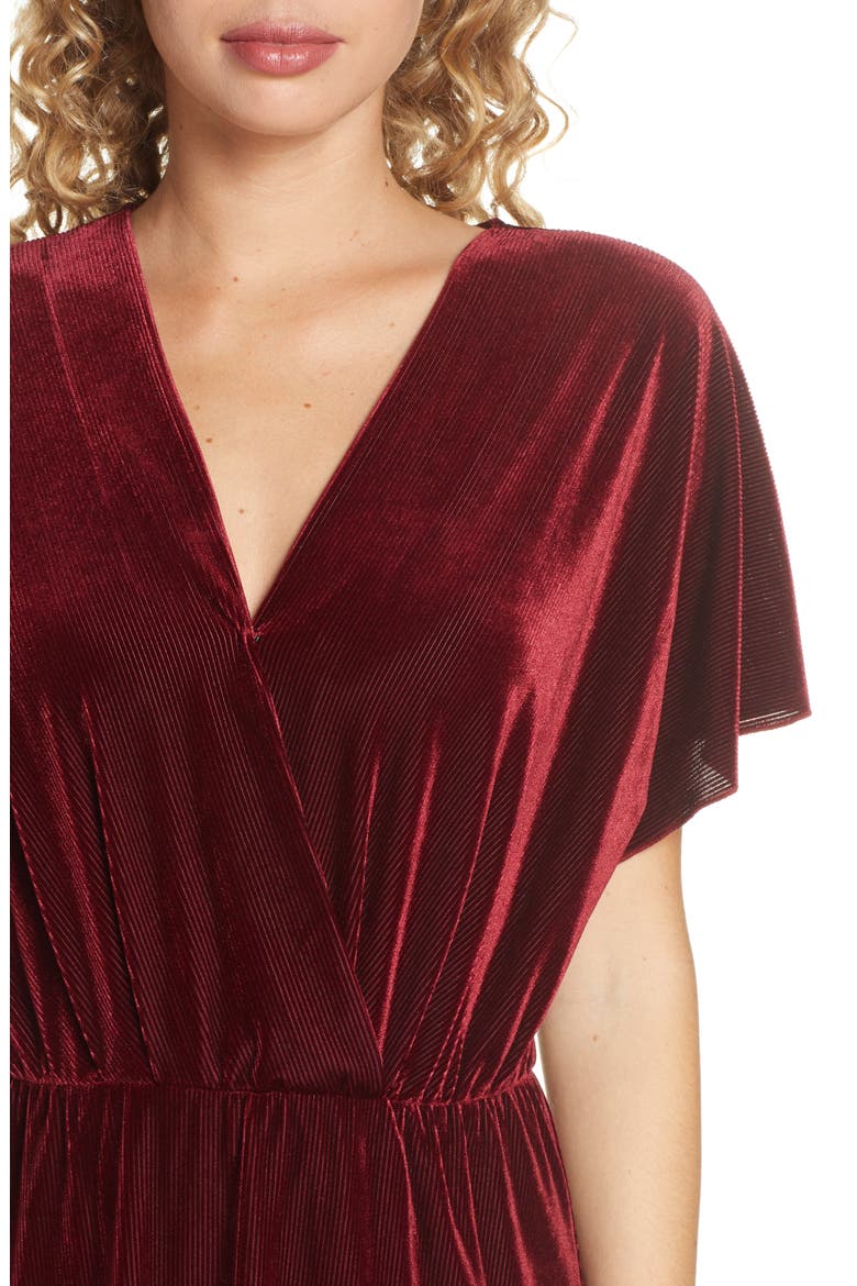 Texture Stripe Stretch Velvet Midi Dress, Alternate, color, EGGPLANT PURPLE