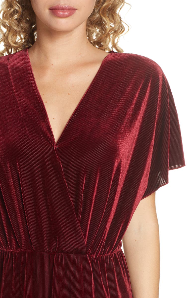 Charles Henry Texture Stripe Stretch Velvet Midi Dress, Alternate, color, 