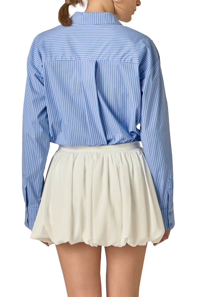 Flower Trim Stripe Shirt, Alternate, color, POWDER BLUE