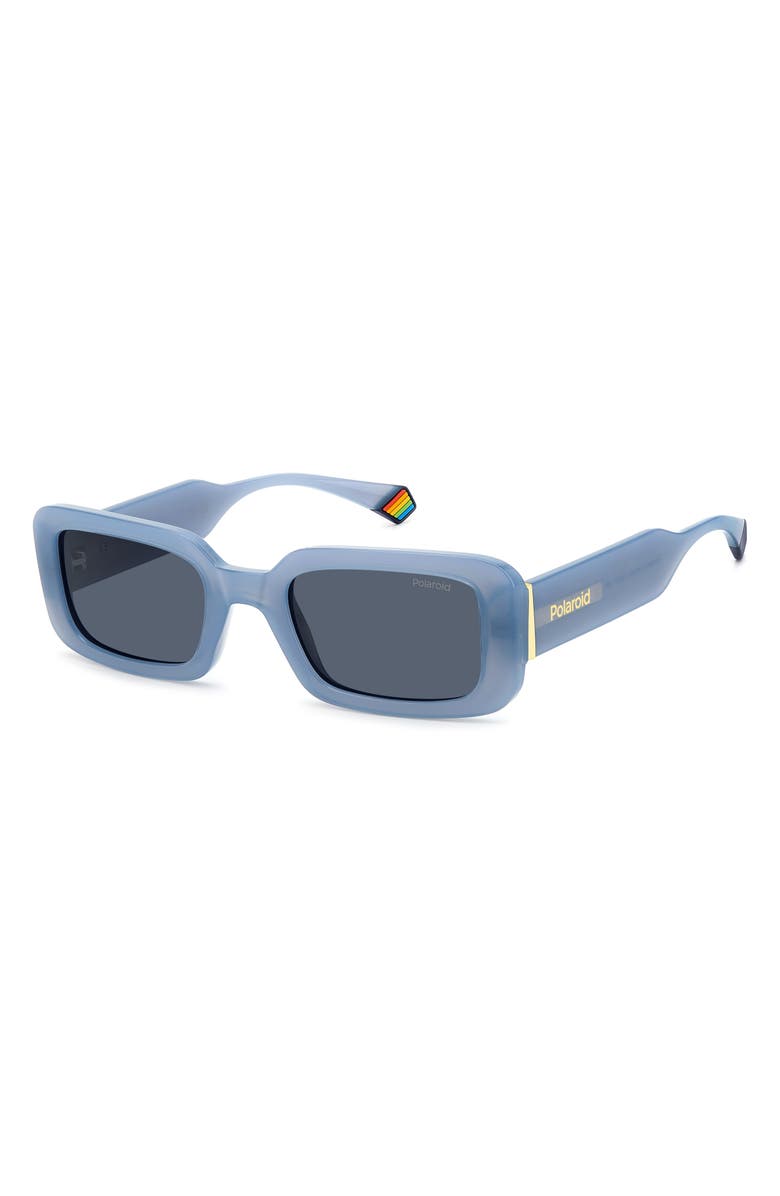 Polaroid 52mm Polarized Rectangular Sunglasses, Alternate, color, Azure/ Blue Polarized