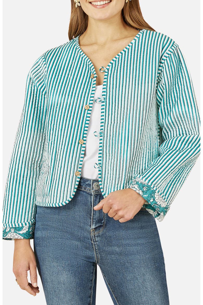 Floral Patchwork Reversible Jacket, Alternate, color, Green