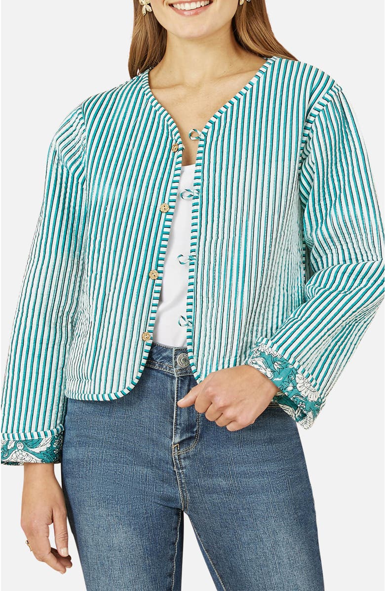 Yumi Floral Patchwork Reversible Jacket, Alternate, color, Green