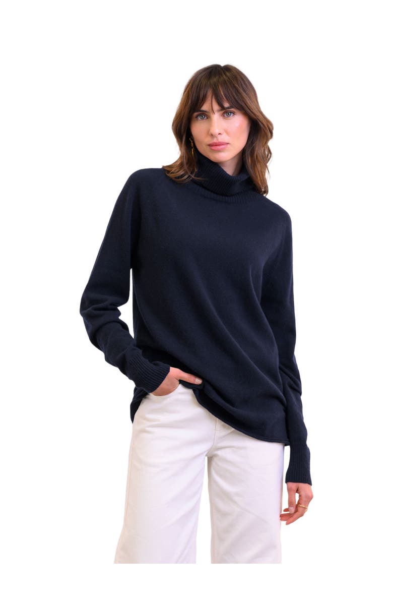 Celtic & Co. Geelong Wool Slouch Turtleneck Sweater, Alternate, color, Dark Navy