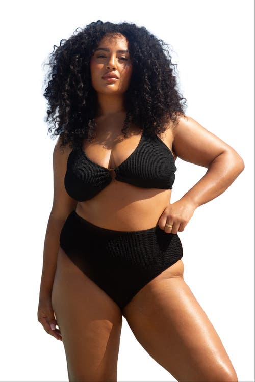 Fashion-szn Curve Curve Crinkle Trim Detail Bikini Set In Black