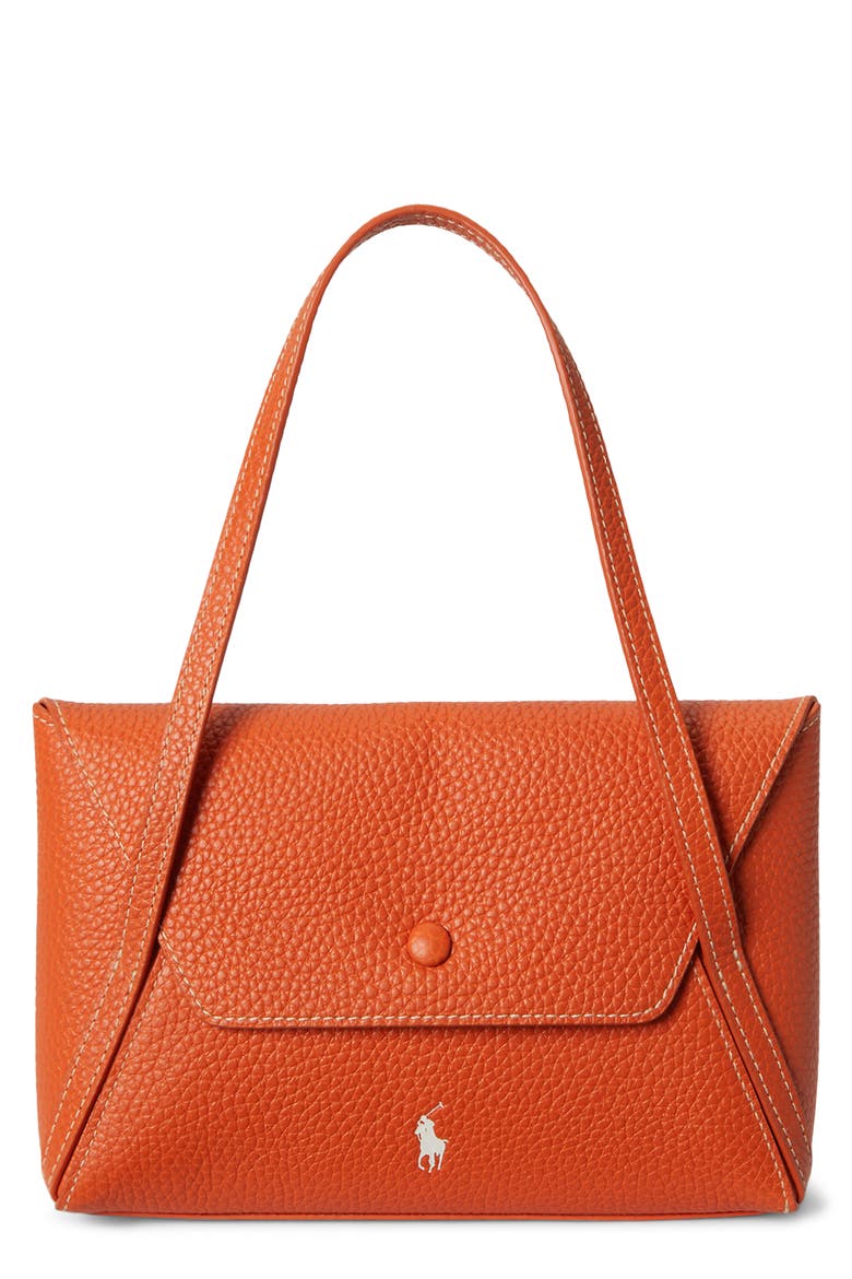 Polo Play Pebble Leather Envelope Shoulder Bag, Main, color, SUNSET ORANGE