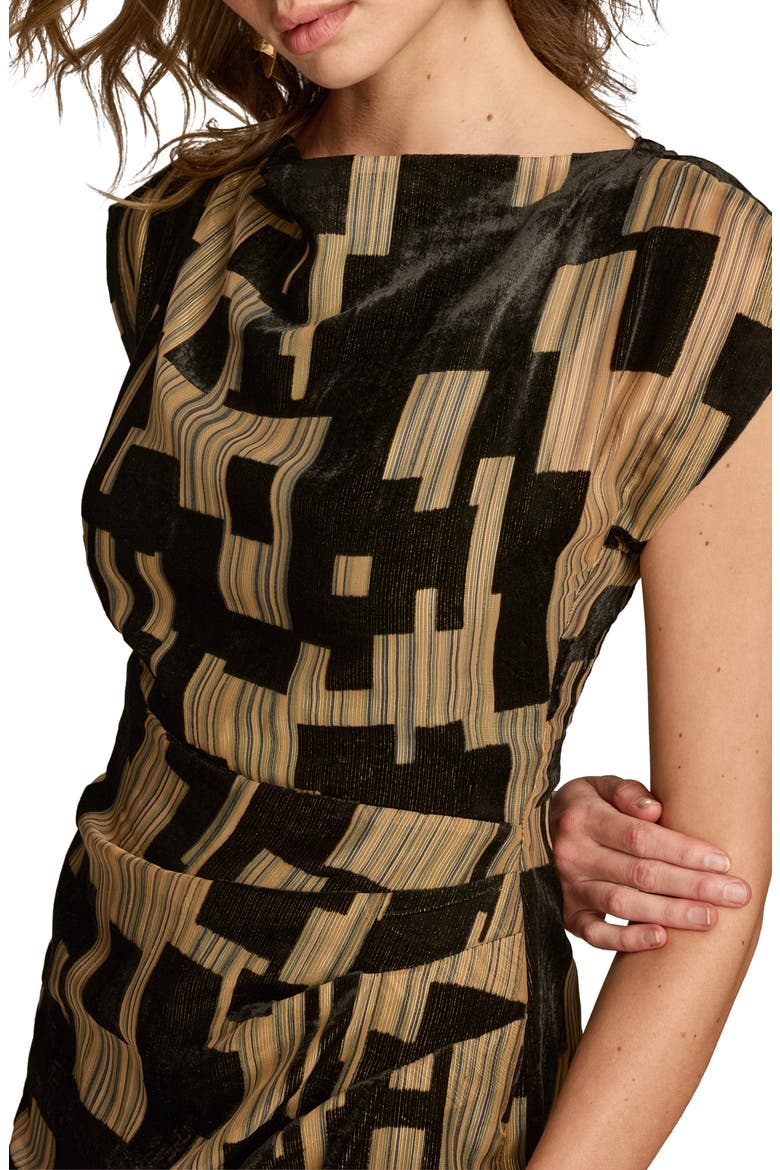 Metallic Geo Print Dress, Alternate, color, BLACK/ GOLD MULTI