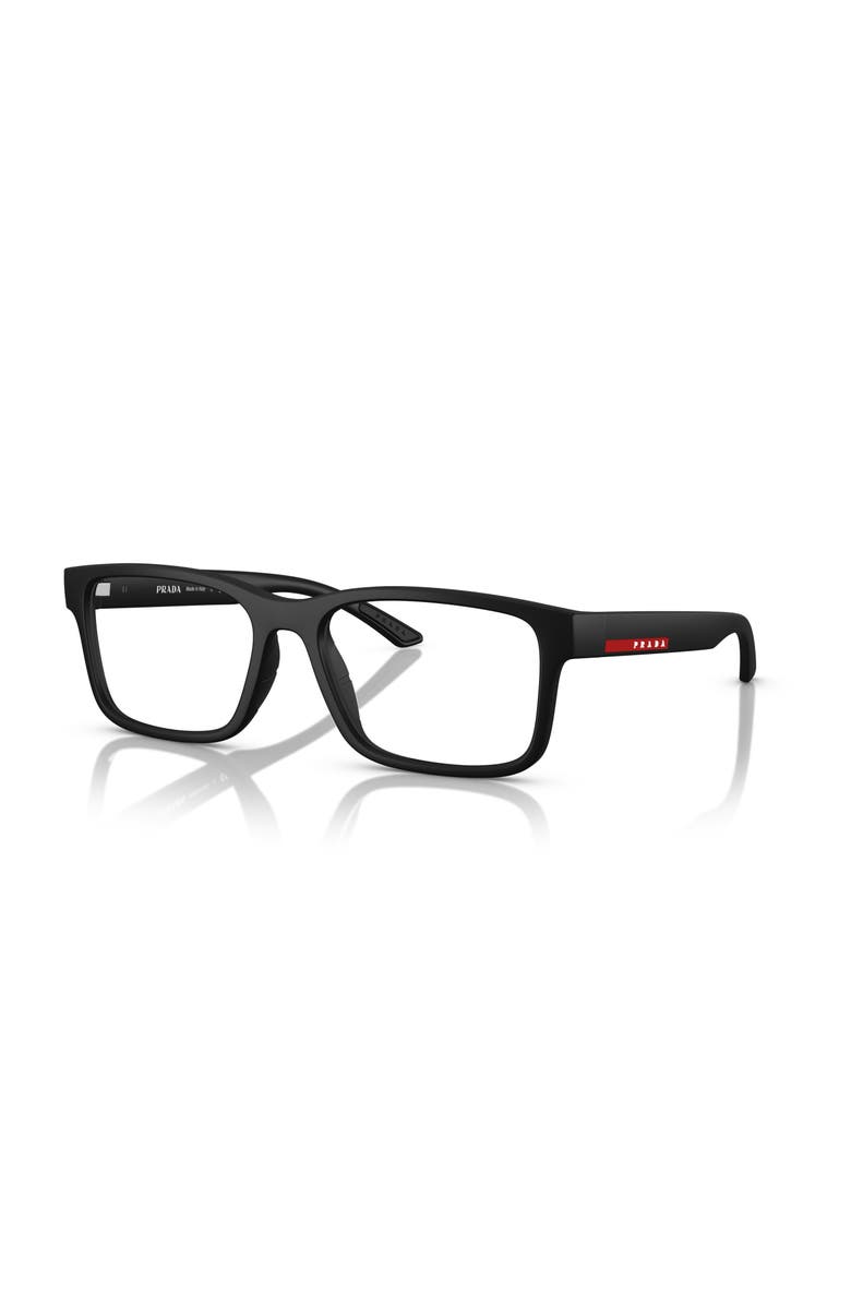 Prada Linea Rossa 56mm Rectangle optical glasses, Main, color, Black
