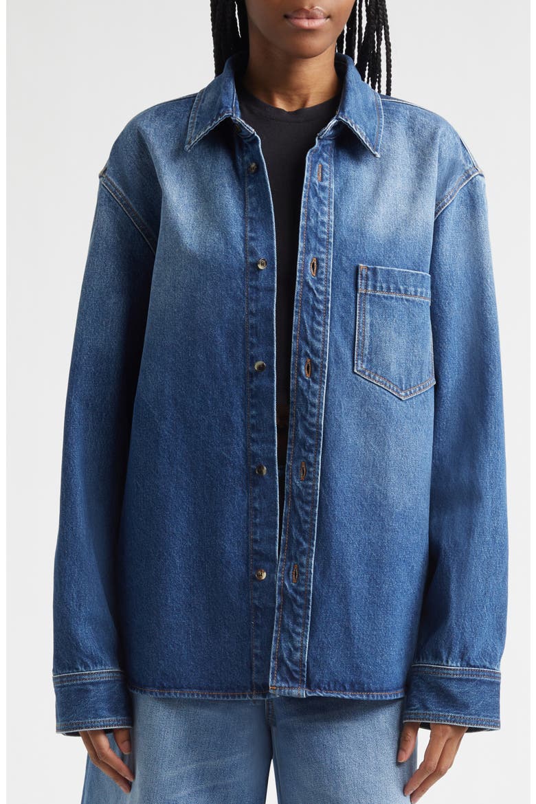 Debbie Real Blue Cotton Denim Shirt, Alternate, color, REAL BLUE