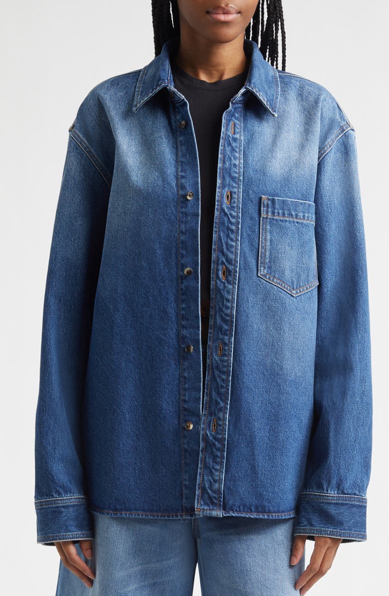 Haikure Debbie Real Blue Cotton Denim Shirt, Alternate, color, Real Blue