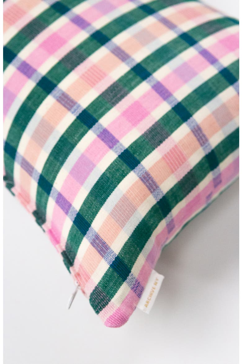 Handwoven Classic Plaid Square Cotton Throw Pillow, Alternate, color, Green