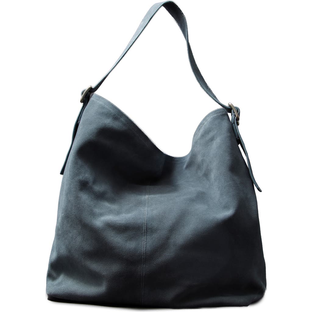 Free People Wtf Honor Suede Hobo Bag In Stormy Sea