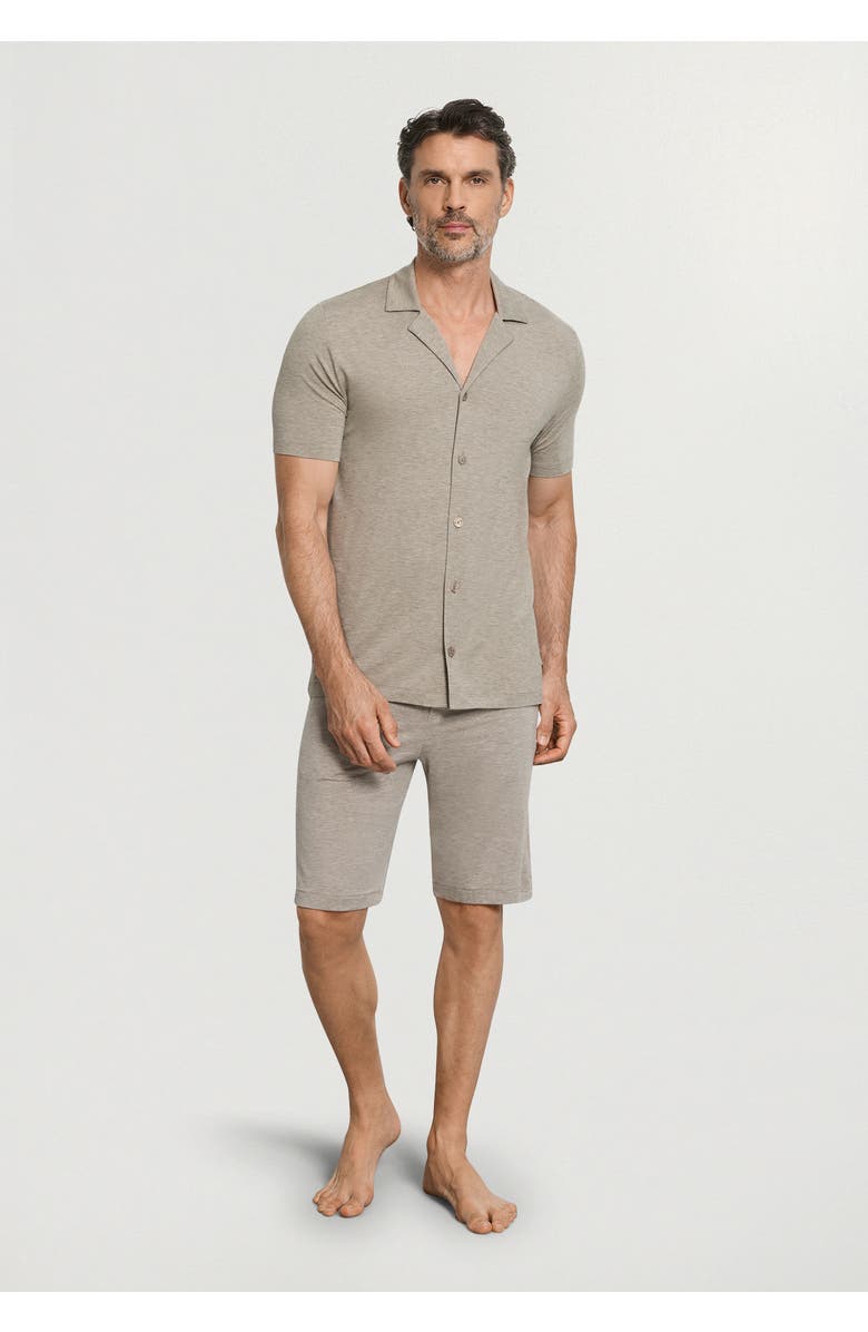 Hanro Casuals Notch Collar Button Front Shirt, Alternate, color, Hazelnut Melange