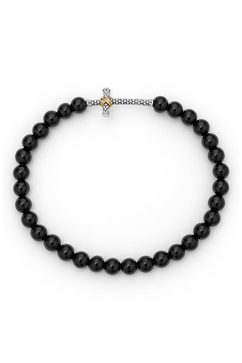 Men's Anthem Cross Onyx Bead Stretch Bracelet, Alternate, color, ONYX